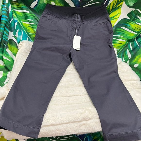 NWT $158 Eileen Fisher Small Purple Grey Clam Digger Cropped Zip Hem Luxe Pants - Picture 3 of 10